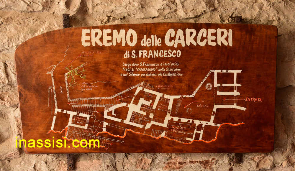 Mappa del Santuario dell'Eremo delle Carceri