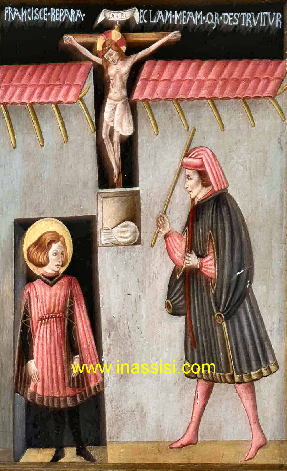 San Francesco ed il padre Pietro sotto il Crocifisso che parlo' al Santo