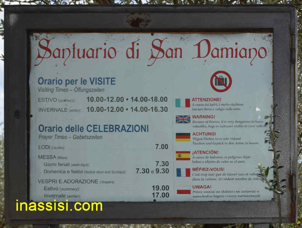 San Damiano - Orario di visita
