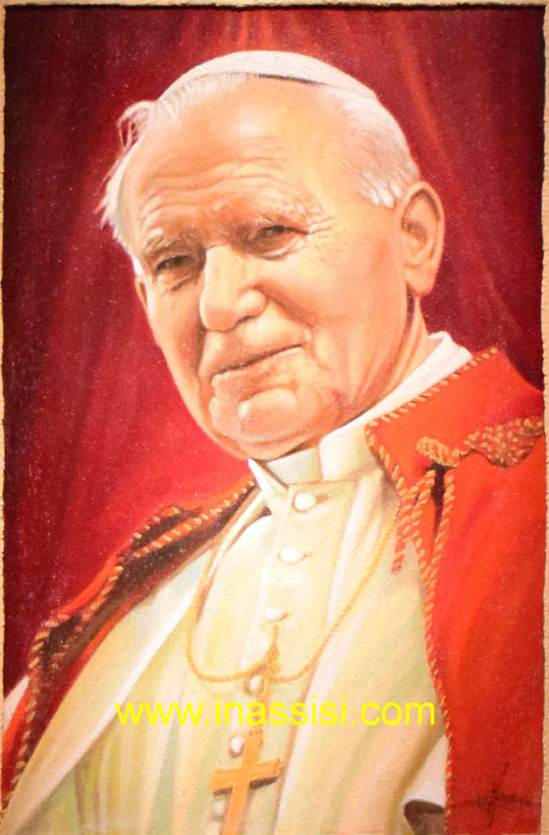 la mostra permanente del Maestro Giuseppe Afrune con i quadri rappresentanti Papa Giovanni Paolo II